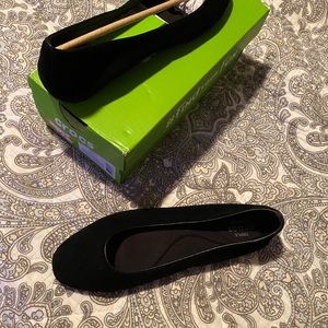 Black Croc Lina Suede Flats - Triple Comfort